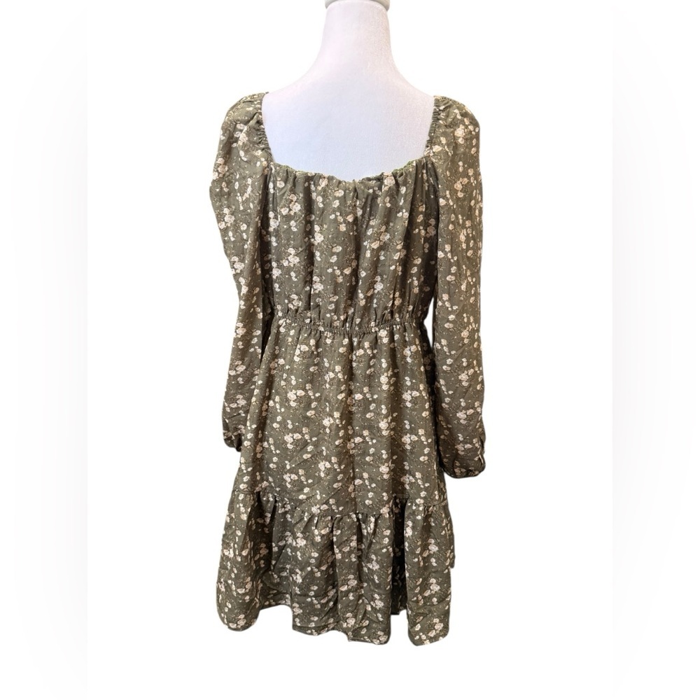 And Now This Plus 0X Olive Cottagecore Floral Square Neck Mini Dress NWT - Picture 4 of 8
